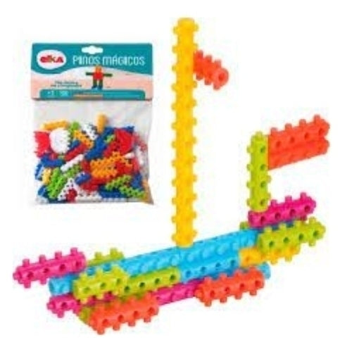 Pinos Mágicos Colorido 483 100 Peças - Elka: o brinquedo que estimula a criatividade e a imaginação!