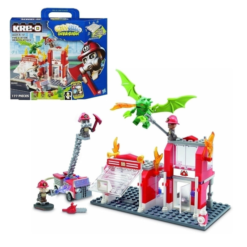 Blocos de montar KRE-O CityVille Invasion Fire Station Dragon Attack Hasbro