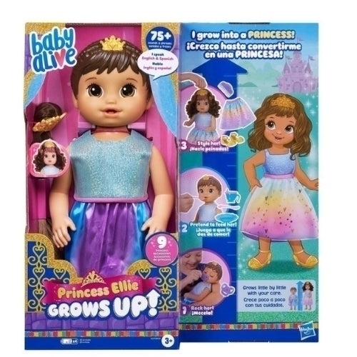 Boneca Baby Alive Princesa Ellie Grows Up Morena Cresce Fala