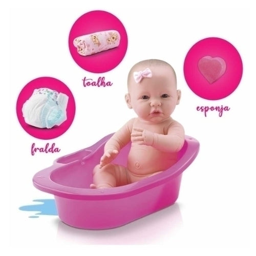 BONECA BEBÊ REBORN DIVER NEW BORN BANHO DE CARINHO DIVERTOYS
