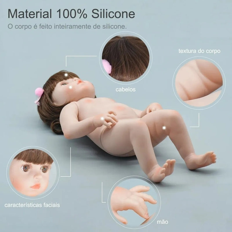 Bebê Reborn Laura Baby Michelle 100% silicone original com acessórios