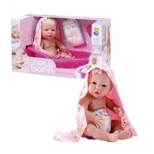 BONECA BEBÊ REBORN DIVER NEW BORN BANHO DE CARINHO DIVERTOYS